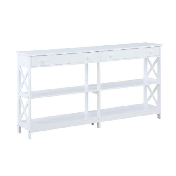 Oxford White Two-Drawer Console Table with Shelves, image 4