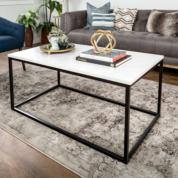 42-Inch Mixed Material Coffee Table - Marble, image 1