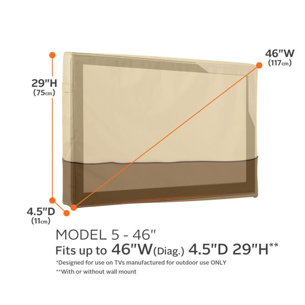 Ash Beige and Brown 46-Inch Outdoor TV Cover, image 4