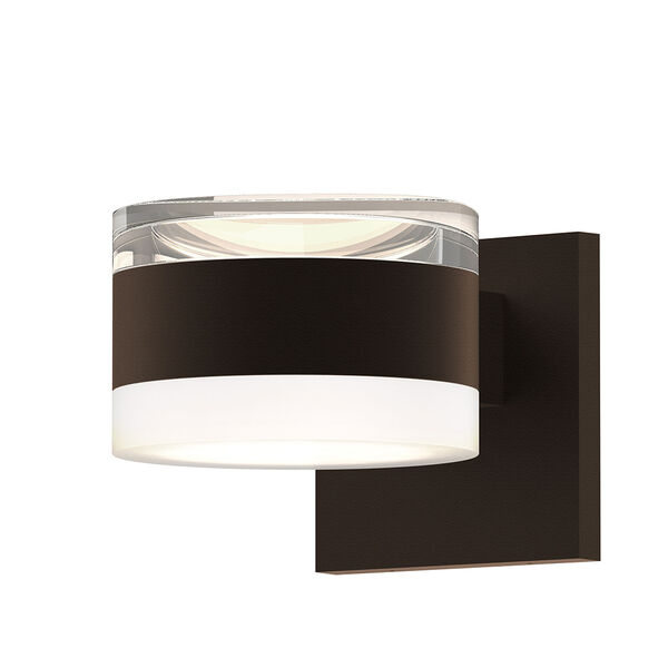 Inside-Out REALS Textured Bronze Up Down LED Wall Sconce with Cylinder Lens and Cylinder Cap - Clear Cap with Frosted White Lens, image 1