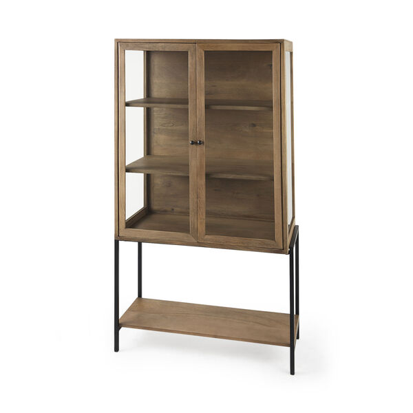Arelius Light Brown and Black Display Cabinet, image 1
