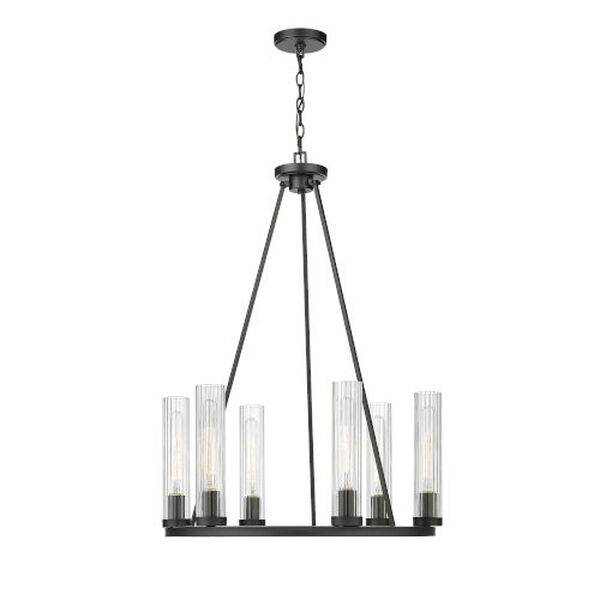Beau Bronze Six-Light Chandelier with Clear Glass Shade, image 4