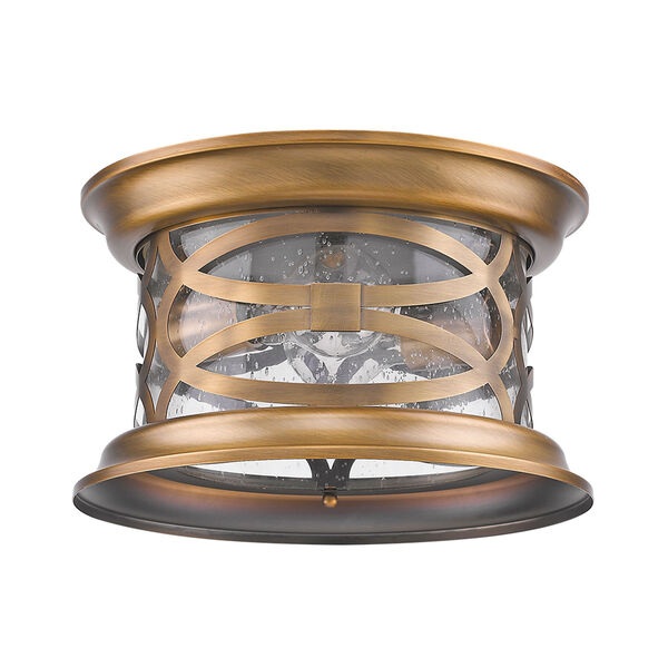 Lincoln Antique Brass 11-Inch Two-Light Outdoor Flush Mount, image 1