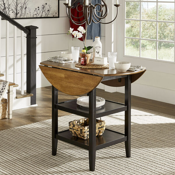 Caroline Black Two-Tone Side Drop Leaf Round Counter Height Table, image 6