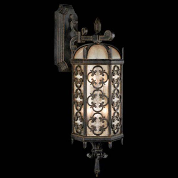 Costa Del Sol Three-Light Outdoor Wall Mount in Wrought Iron Finish, image 1