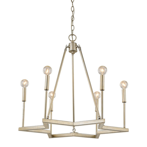 Reagan Washed Gold 25-Inch Six-Light Chandelier, image 1