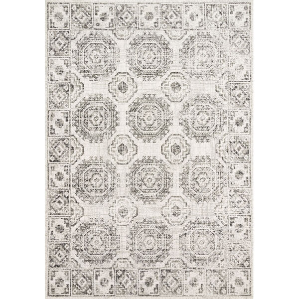 Joaquin Ivory and Charcoal 2 Ft. 7 In. x 8 Ft. Power Loomed Rug, image 1