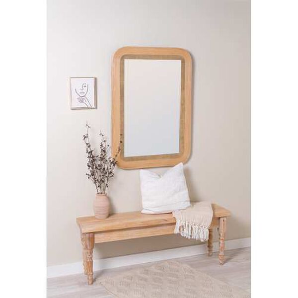 Aubrielle Natural Rattan with Gold Leaf Inner Trimming Wall Mirror, image 1