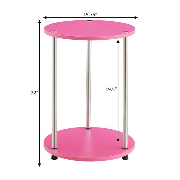 Designs 2 Go Pink Chrome No Tools Two-Tier Round End Table, image 3
