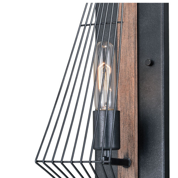 Dearborn Black with Burnished Wood One-Light Wall Light, image 6