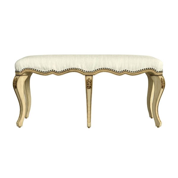 Michelline Antique Beige and Ivory Upholstered Bench, image 2