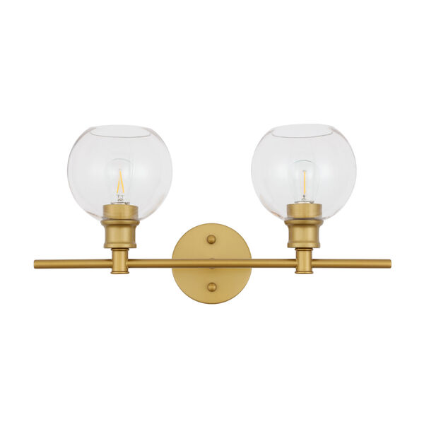 Collier Brass Two-Light Bath Vanity with Clear Glass, image 3