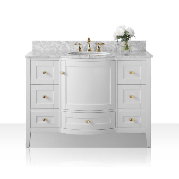 Lauren White 48-Inch Vanity Console with Gold Hardware, image 2
