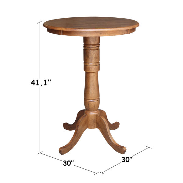 Distressed Oak 41-Inch Round Top Counter Height Pedestal Table, image 3