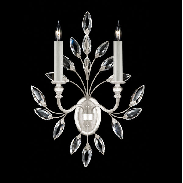 Crystal Laurel Silver 17-Inch Two-Light Wall Sconce, image 1