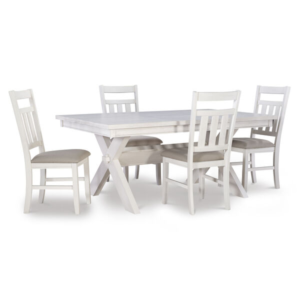 Bella Distressed White Dining Set, 5 Piece Set, image 1