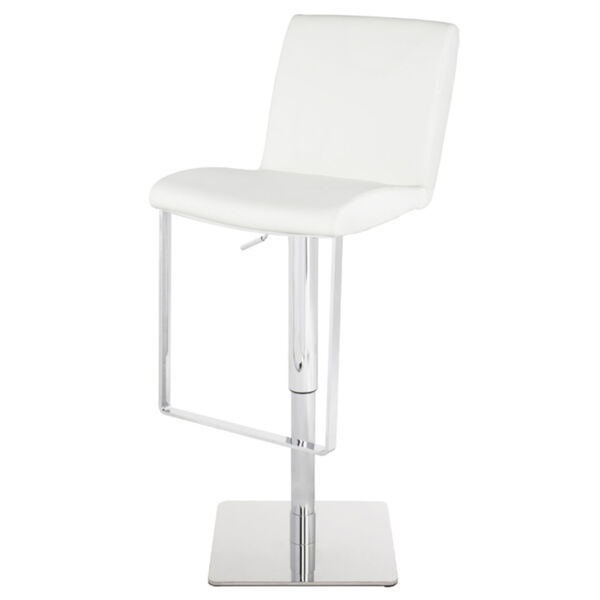 Lewis White and Silver Adjustable Stool, image 1