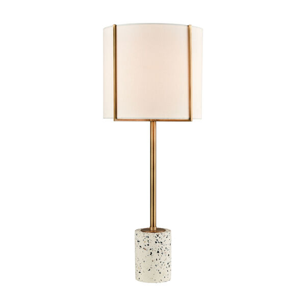 Trussed White Terazzo with Gold One-Light Table Lamp, image 1
