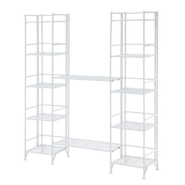 Xtra Storage White Five-Tier Folding Metal Shelves with Set of Two Extension Shelves, image 1