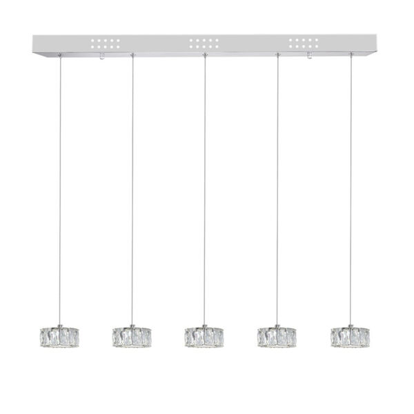Milan Chrome Five-Light LED Pendant with K9 Clear Crystal, image 1