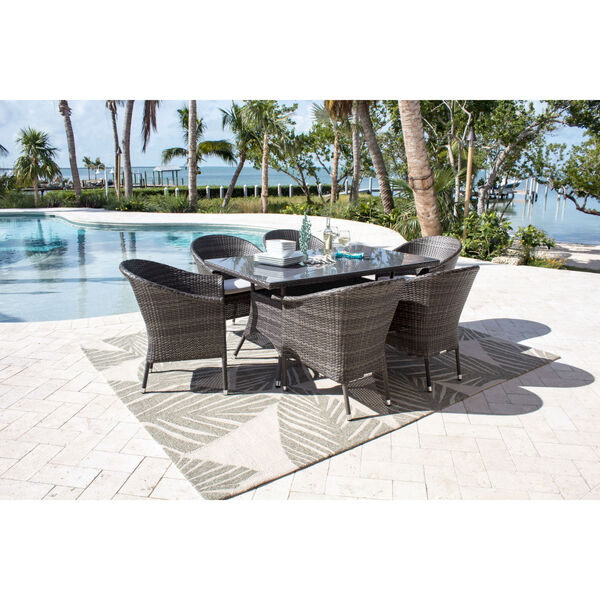 Ultra Canvas Aruba Seven-Piece Woven Armchair Dining Set with Cushions, image 3