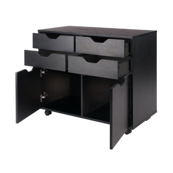 Halifax Black Two-Section Mobile Storage Cabinet, image 2
