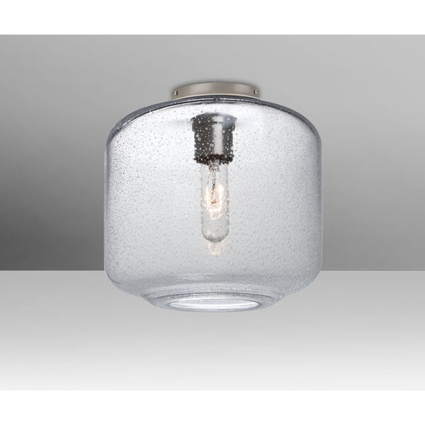 Niles Satin Nickel One-Light Flush Mount With Clear Bubble Glass, image 1