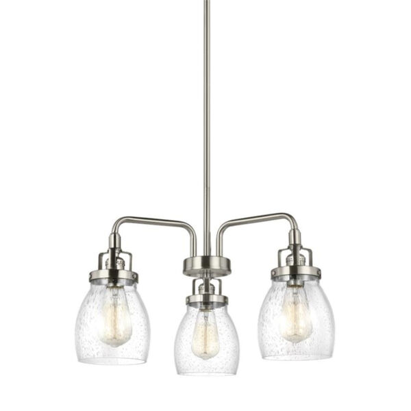 Belton Brushed Nickel Three-Light LED Chandelier with Seeded Glass, image 4