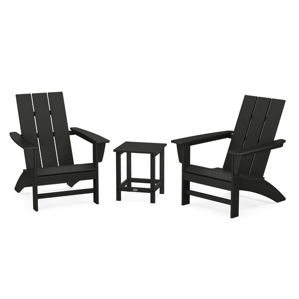Black Adirondack Set with Long Island Side Table, 3-Piece, image 1