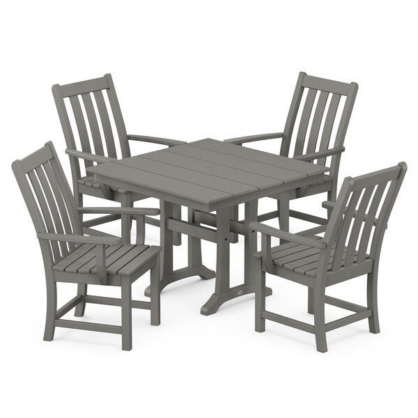 Vineyard Slate Grey Trestle Arm Chair Dining Set, 5-Piece, image 1
