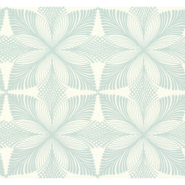 Ronald Redding Handcrafted Naturals Cream and Light Blue Roulettes Wallpaper, image 3