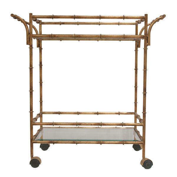 Antique Gold Bamboo Tea Cart, image 1