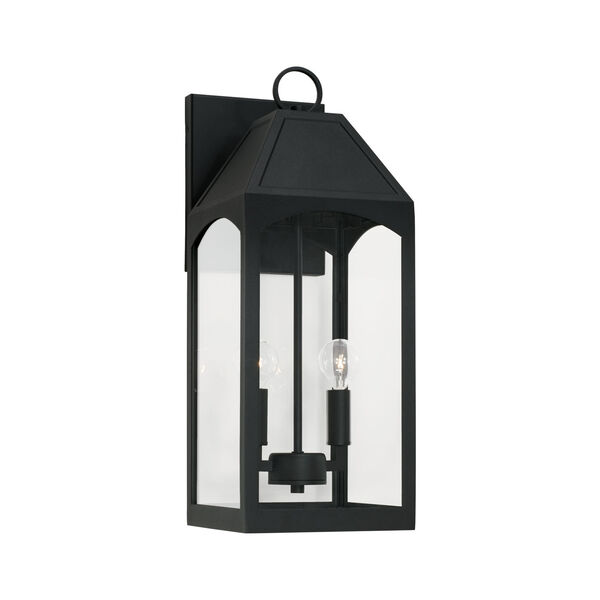 Burton Black Outdoor Two-Light Wall Lantern with Clear Glass, image 1