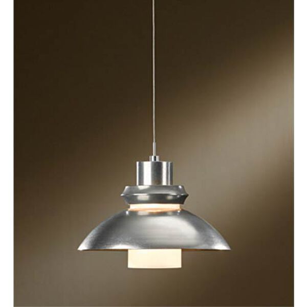 Staccato Vintage Platinum One-Light Dome Pendant with Cast Glass, image 1