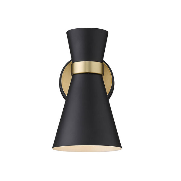 Soriano Matte Black and Heritage Brass One-Light Wall Sconce, image 1