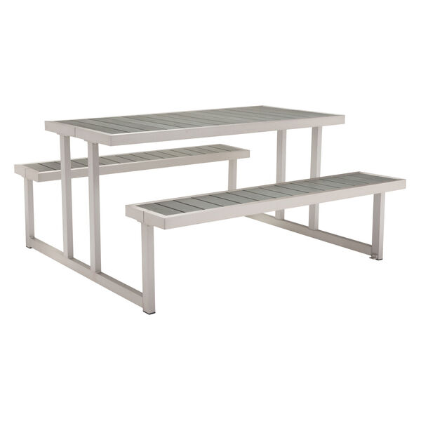 Cuomo Silver and Light Gray Outdoor Picnic Table, image 1