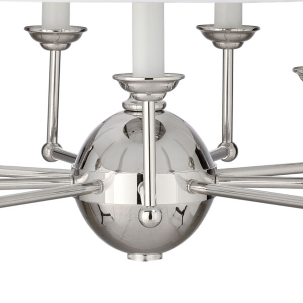 Jermyn Street Polished Nickel and Off White Large Chandelier, image 2