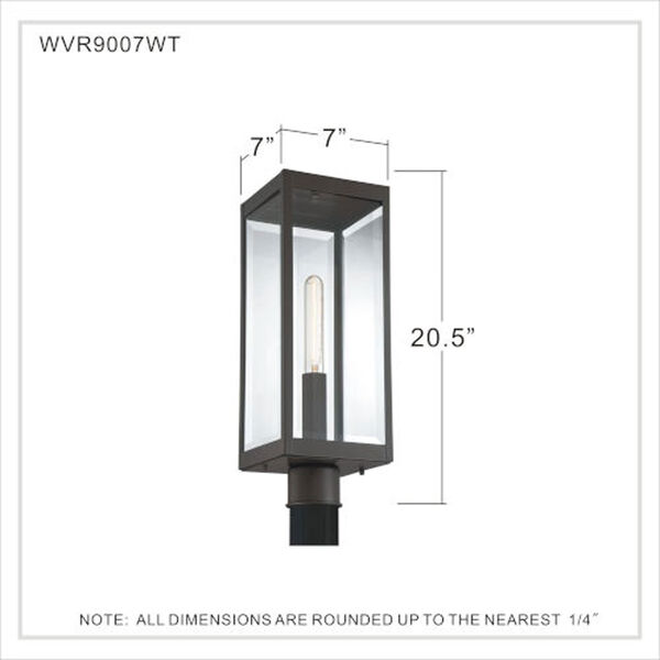Pax Bronze One-Light Outdoor Post Lantern with Beveled Glass, image 6