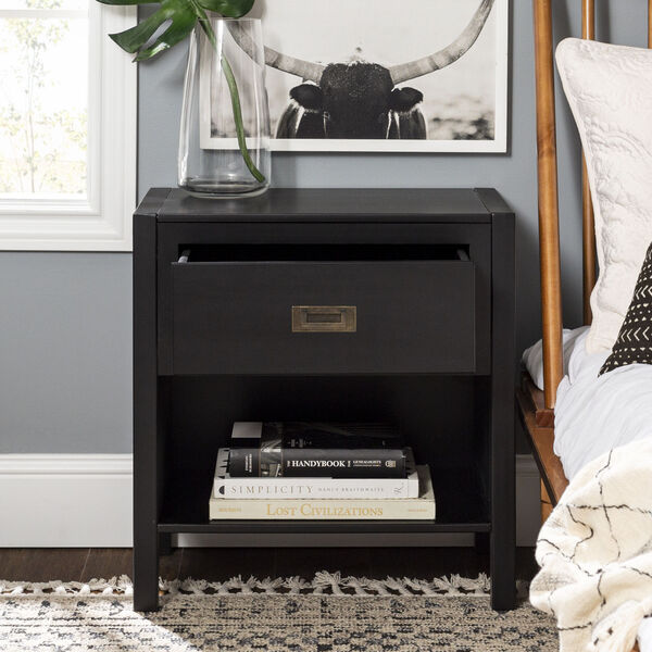 Lydia Black Nightstand with One Drawer, image 2