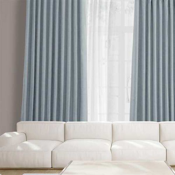 Heather Grey Faux Linen Extra Wide Blackout Single Panel Curtain 100 x 120, image 2