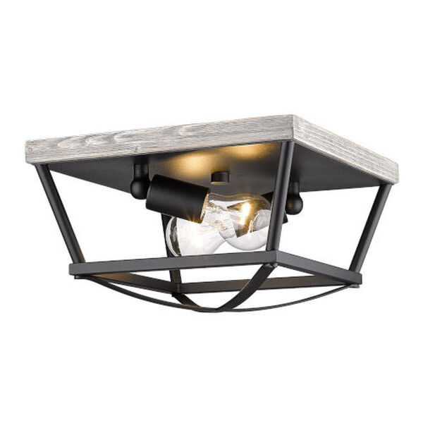 Afton Natural Black and Gray Harbor Two-Light Flush Mount, image 1