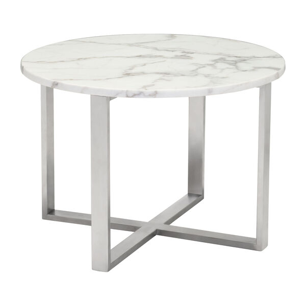 Globe White and Silver End Table, image 1