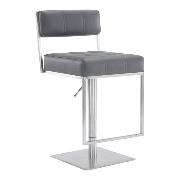 Michele Gray and Stainless Steel 34-Inch Bar Stool, image 1