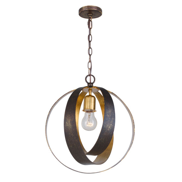 Luna English Bronze and Antique Gold One Light Sphere Chandelier, image 2