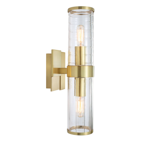 Stripe Satin Brass Two-Light 15-Inch Wall Sconce, image 1