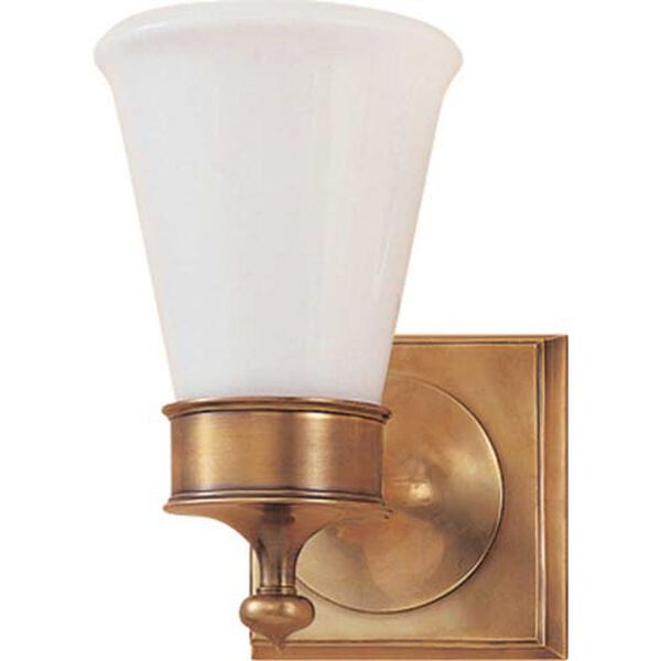 Siena Single Sconce in Hand-Rubbed Antique Brass with White Glass by Studio VC, image 1