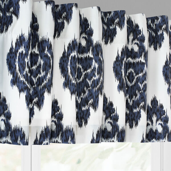 Ikat Blue Printed Cotton Window Valance Single Panel, image 4