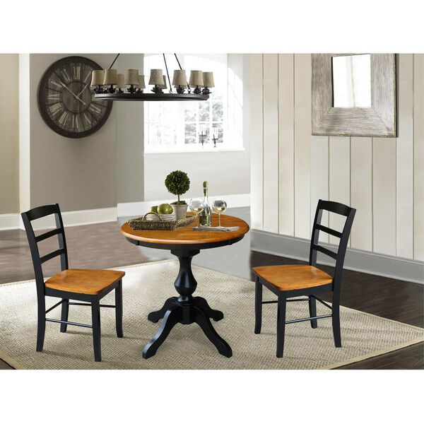 Black and Cherry 30-Inch Round Top Pedestal Table with Chairs, 3-Piece, image 2