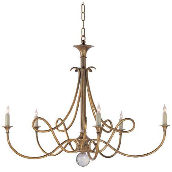 Double Twist Large Chandelier in Hand-Rubbed Antique Brass by Eric Cohler, image 1