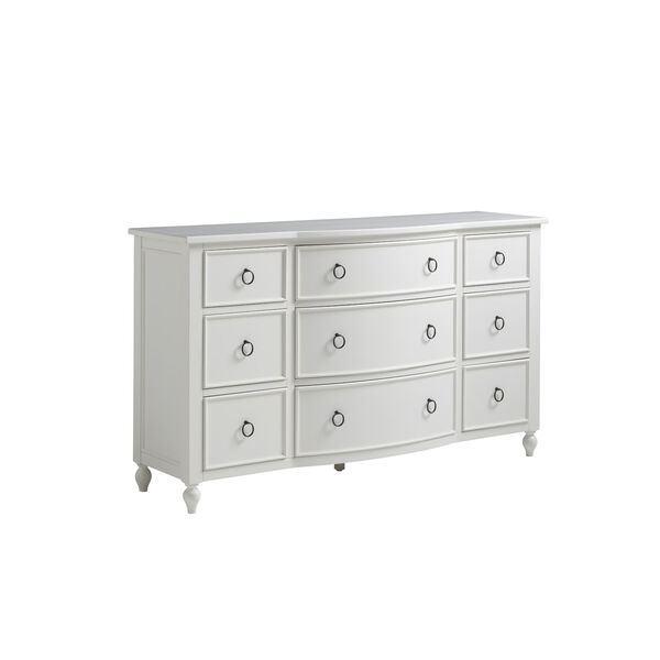 White Curved Front Nine-Drawer Wood Dresser, image 4